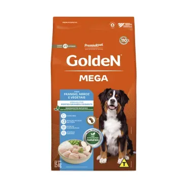 Ração Golden Mega Cães Adultos Portes Grandes e Gigantes Sabor Frango e Arroz 15kg - PremierPet