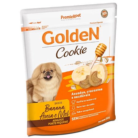 Snack Biscoito Golden Cookie Assados Cães Adultos Sabor Banana, Aveia e Mel 350g - Sem Trangênicos - PremierPet