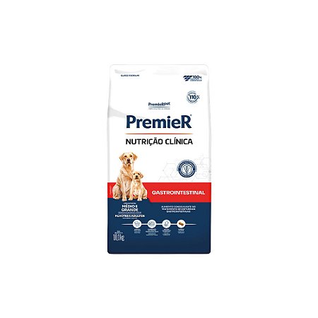 Ração Premier Nutrição Clínica Gastrointestinal Cães Adultos e Filhotes Portes Médios e Grandes 10,1kg - PremierPet