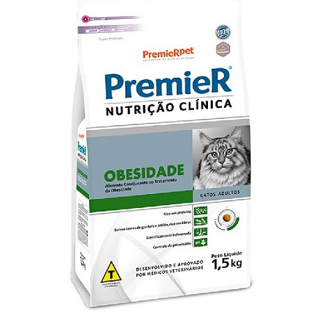 Ração Premier Nutrição Clínica Obesidade Gatos Adultos 1,5kg - PremierPet