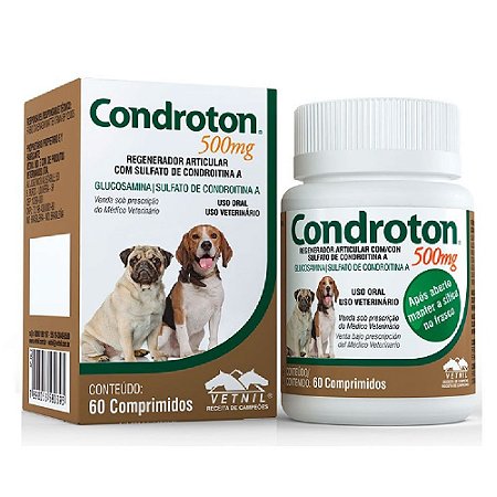 Condroton 500mg 60 Comprimidos com Sulfato de Condroitina - Vetnil