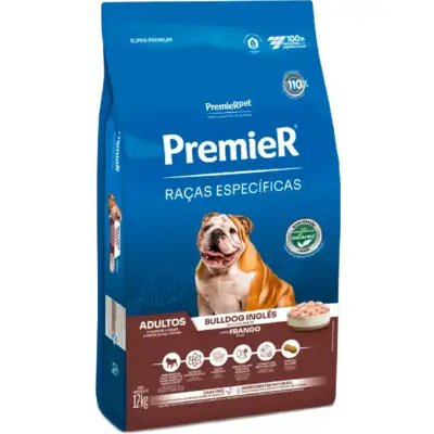 Ração Premier Raças Específicas Bulldog Adultos Sabor Frango 12kg - PremierPet