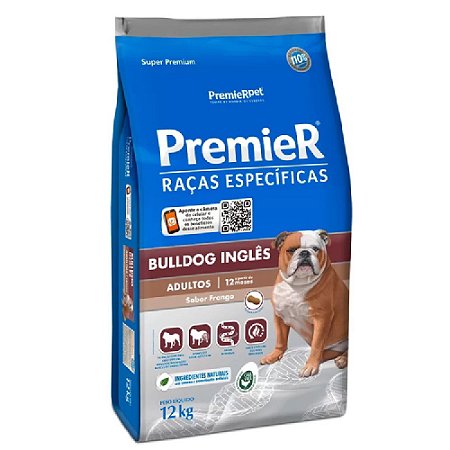 Ração Premier Raças Específicas Bulldog Adultos Sabor Frango 12kg - PremierPet