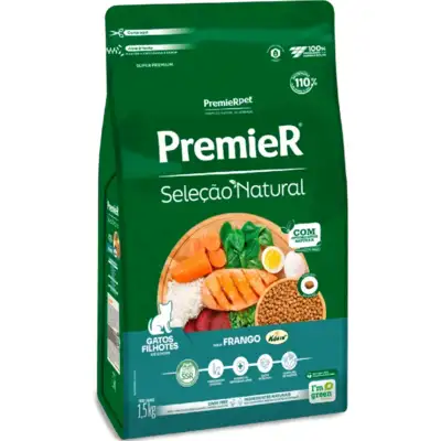 Ração Premier Gatos Filhotes Seleção Natural Sabor Frango Korin 1,5kg - PremierPet