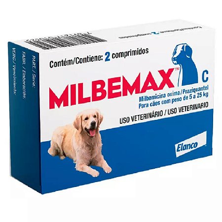 Milbemax C Vermífugo para Cães de 5 a 25Kg 2comprimidos - Elanco