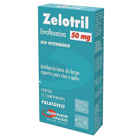 Antibacteriano Zelotril 50mg Cães e Gatos 12 comprimidos - Agener