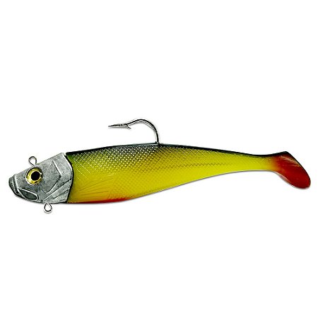 Isca Artificial Shad Para Garoupa 21cm Verde C/ Cabeça