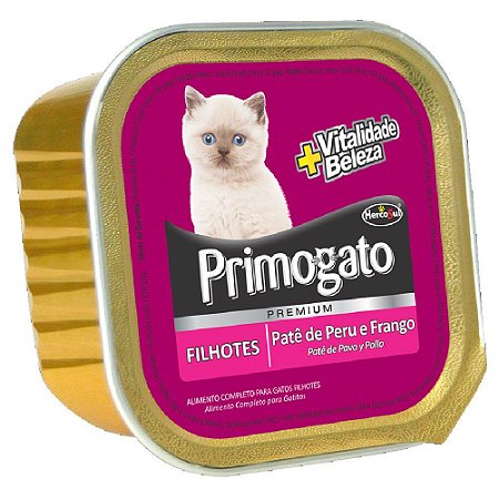 Ração Úmida Primogato Premium Patê Gatos Filhotes Sabor Peru e Frango 150g - Hercosul