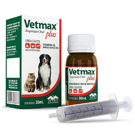 Vermífugo Vetmax Plus Suspensão Cães e Gatos 30ml - Vetnil