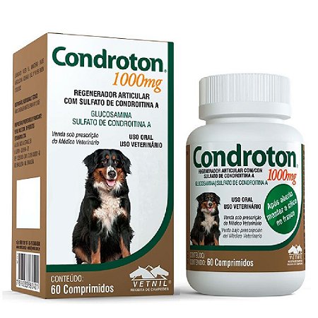 Regenerador Articular Condroton 1000mg 60 Comprimidos com Sulfato de Condroitina - Vetnil