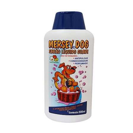 Mersey Dog Suave Sabão Líquido Antipulgas 500ml Cães e Gatos