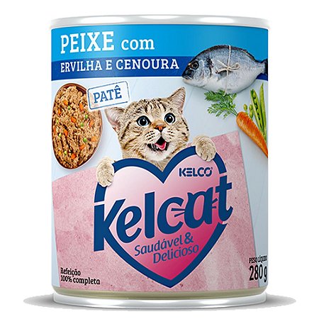 Ração Úmida Kelcat Patê Lata Peixe com Ervilha e Cenoura 280g