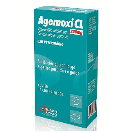Antibiótico Agemoxi 250mg 10 Comprimidos Cães e Gatos - Agener