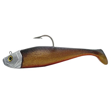 Isca Artificial Shad Para Garoupa 21cm Dourado C/Cabeça