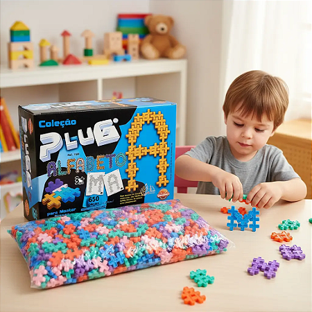 Brinquedo Letras Alfabeto Móvel Blocos Montar Educativo Plug