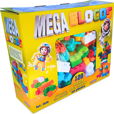 Brinquedo Educativo Mega Blocos Montar 120 Peças Com Rodinhas