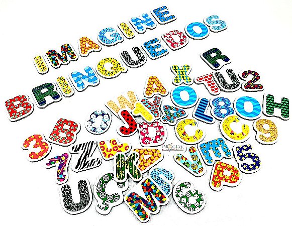 Imã Alfabeto, Letras e Números Magnéticos, Imantados de Madeira - Imagine  Brinquedos
