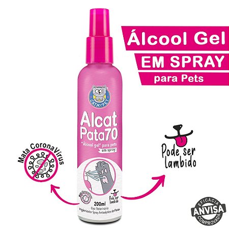 Alcat Pata SPRAY - Álcool Gel para Pets em Spray (Higienizador antisséptico)