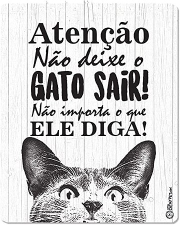Placa Decorativa Não Deixe o Gato Sair