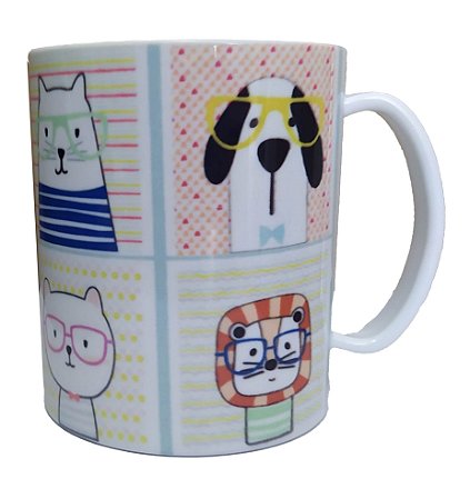Caneca Polímero Gatinhos e Cachorrinhos 325ml