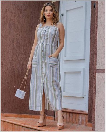 vestido listrado de alcinha