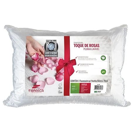 Travesseiro Toque de Rosas Plumax Lavável 50x70cm - Branco