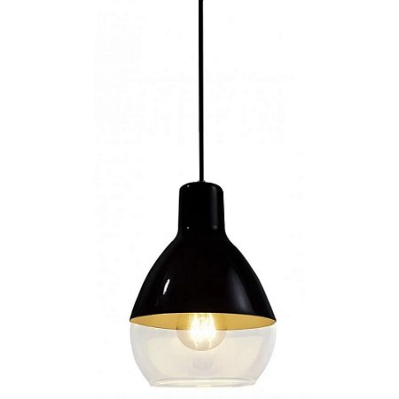 Pendente Baloom 40W Vidro E27 Preto Oval Ø17,5cm - TASCHIBRA