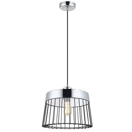 Pendente Ferro Prata Arame Preto D36 cm - DAYHOME