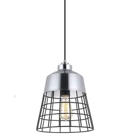 Pendente Ferro D26CM Prata Arame Preto - DAYHOME