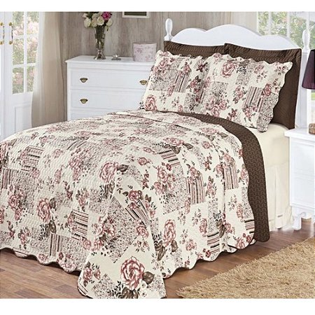 Jogo de Colcha 3 Pçs Queen Patchwork Percal 180 Fios - JUMA