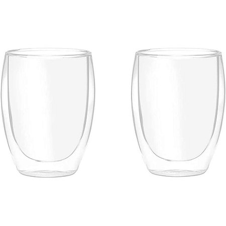 Jogo de Copos c/Parede Dupla de Vidro 350ml 2 Pçs Hauskraft