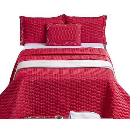 Cobre Leito Rubi King com 5 Peças Vermelho - Sulamita
