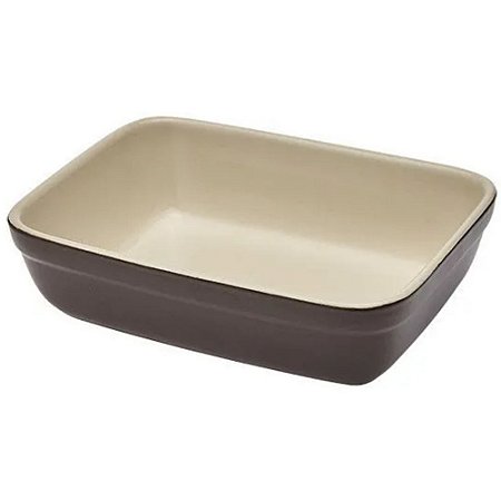 Travessa Refratária Retangular em Cerâmica 24cm Marrom