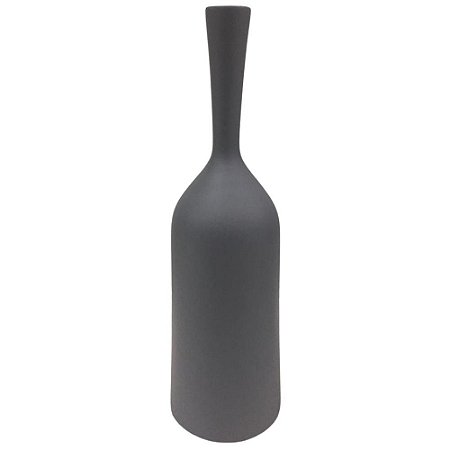 Vaso Garrafa Botella 38cm Cinza Fosco – May Home