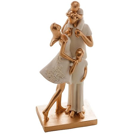 Figura Decorativa de Resina Família Feliz 20cm
