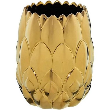 Vaso Decorativo Alcachofra Gold em Cerâmica 22cm Mabruk