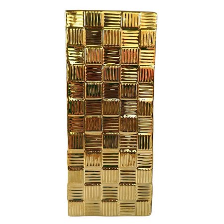 Vaso Decorativo Quadrado em Cerâmica 40cm Dourado – Mabruk