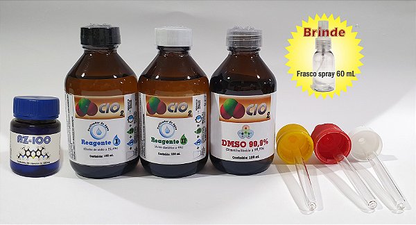 Combo kit básico vidro + DMSO 99% 100 mL cada frasco + Azul de metileno 100 mg
