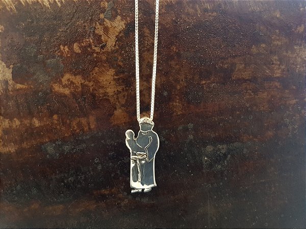 Colar de Santo Antônio Oxidado Prata 925