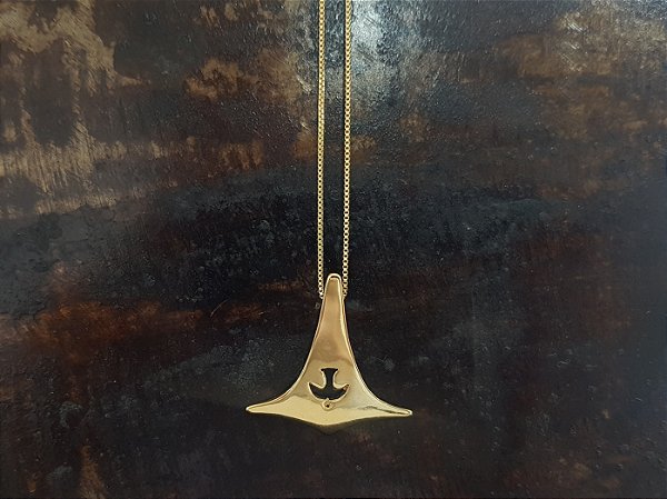 Colar Alvorada com Espírito Santo Banhado a Ouro 18K
