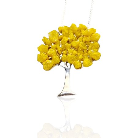 Colar do Ipê Amarelo na corrente veneziana de 0,45cm prata925