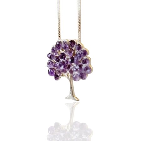 Colar do Ipê Roxo na Prata925 na corrente veneziana de 0,45cm