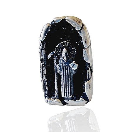 Pingente Gruta de São Bento na prata 925 com oxidação