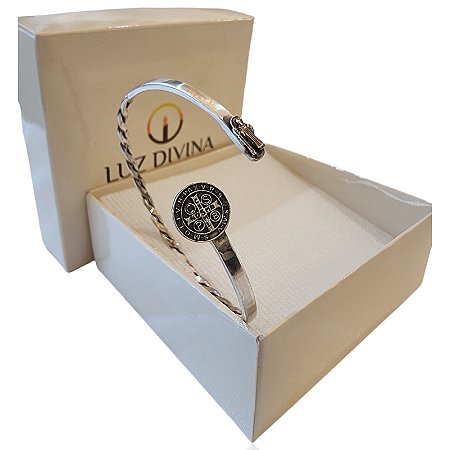Bracelete de São Bento na prata925 com oxidação