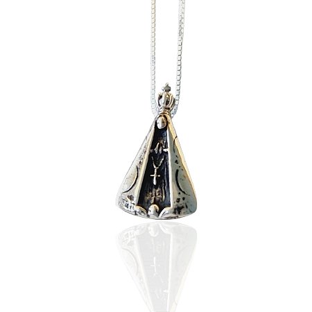 Colar de Nossa Senhora Aparecida com oxidação prata925.