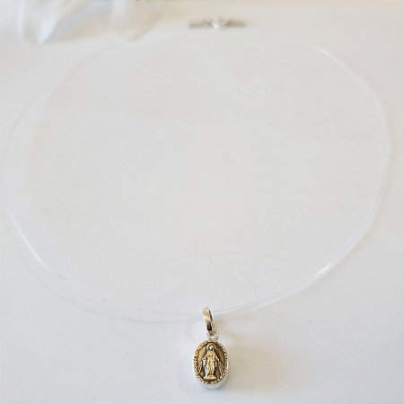 Colar Mini de Nossa Sra das Graças no Fio de Nylon prata925
