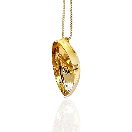 Colar do Barquinho de Nossa Senhora Aparecida na corrente Veneziana de 0,45 cm semijoia banhado a ouro 18k