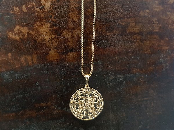 Colar São Bento veneziana folheado a ouro 18k