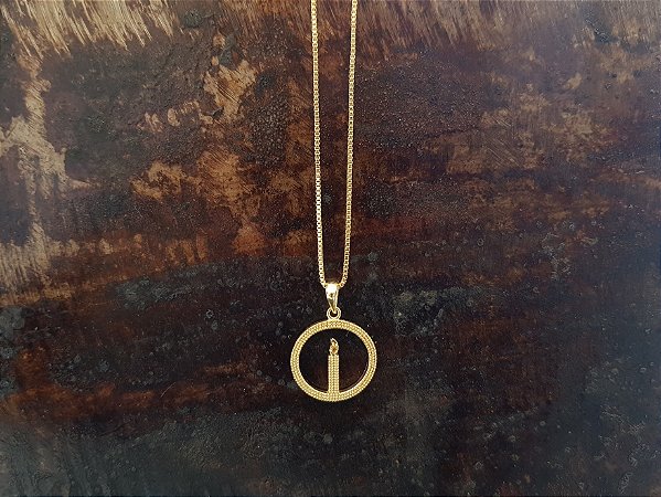 Colar Vela LD circ. 23 em bolinha com  zircônia folheado a ouro 18k