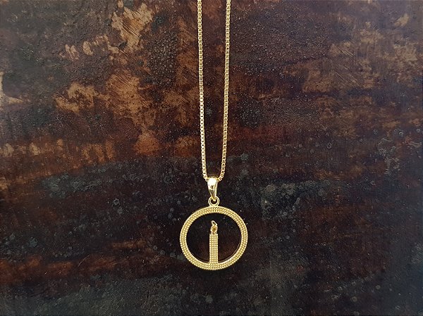 Colar Vela LD circ. 17 em bolinha com  zircônia folheado a ouro 18k